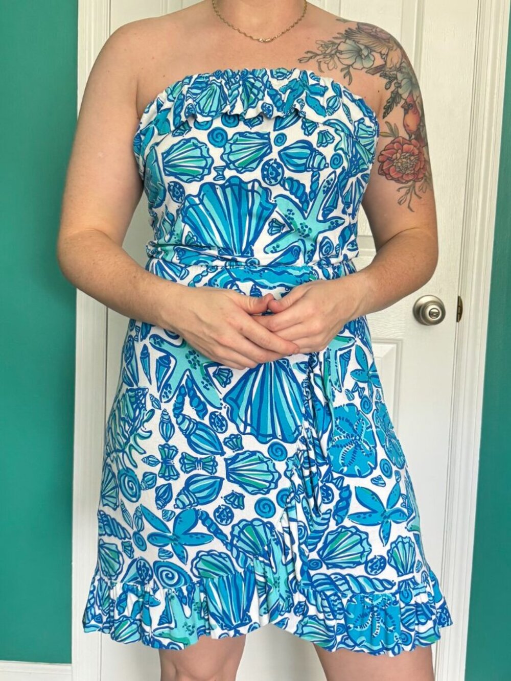 Lilly Pulitzer Sailors Valentine Shorely Blue Strapless Dress NWT